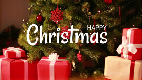 happy christmas text and christmas decoration 4k
