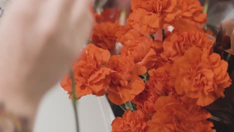 Red-Carnations-being-processed-by-a-Florist-for-Valentine's-Day