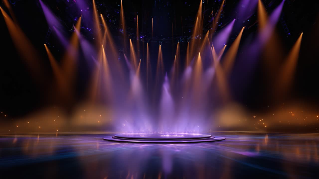 A Mesmerizing Stage Awaits: An Elegant Display of Vibrant Lights and Dynamic Visuals Creating an Enchanting Atmosphere for Captivating Performances