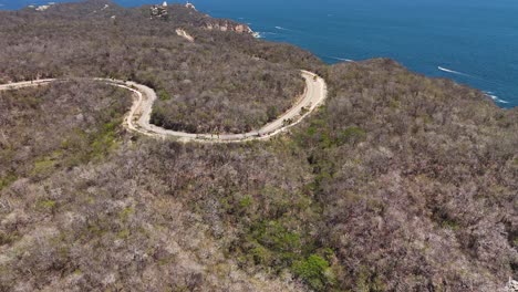 Aerial-perspectives-capture-winding-trails-in-Huatulco-National-Park-in-Oaxaca,-Mexico