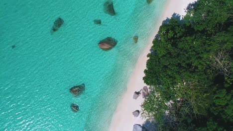 beautiful 4k aerial of the tropical perhentian islands in malaysia