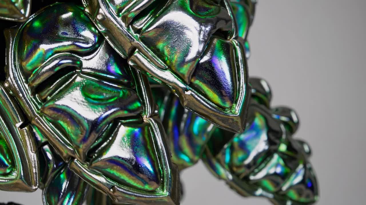 Close-up of Iridescent Metallic Shapes