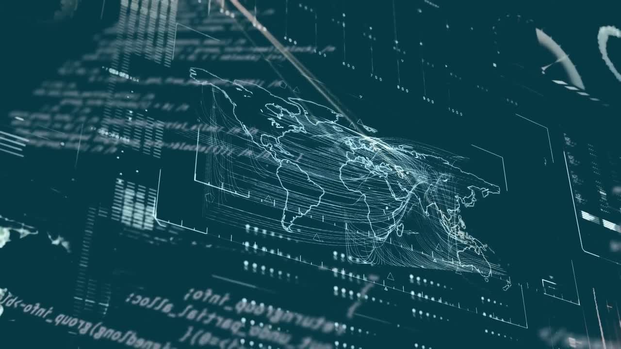 Animation of data processing over world map