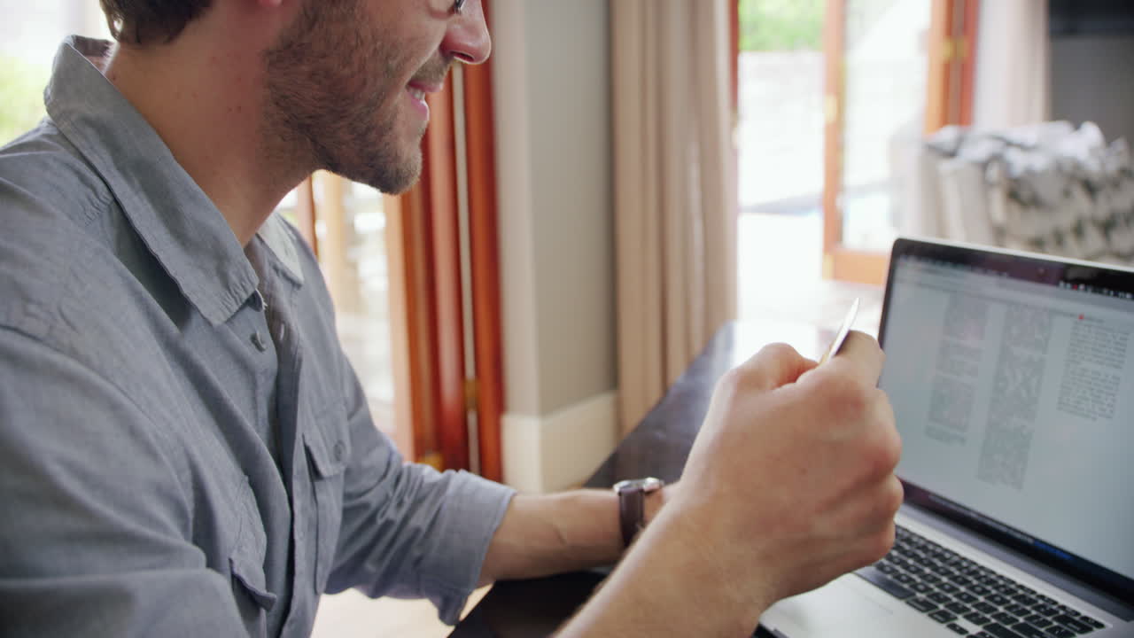 Doing his shopping online