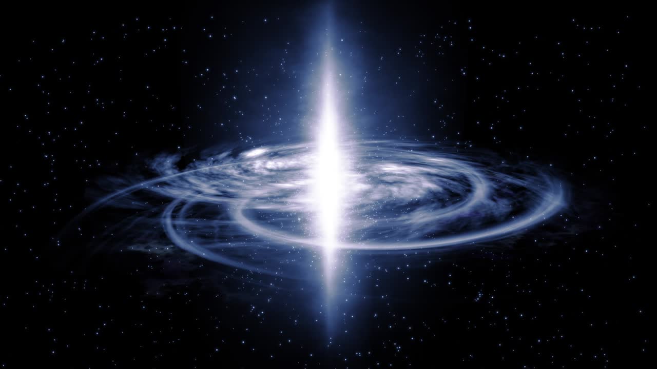 우주에서 추상적인 은하 빛, 애니메이션 우주, 크리에이티브 그래픽 디자인, 네불라 블랙  배경, 에너지 힘 필드, 천천히 움직이는 별, 우주에서 날아다니는 은하 과학 개념.