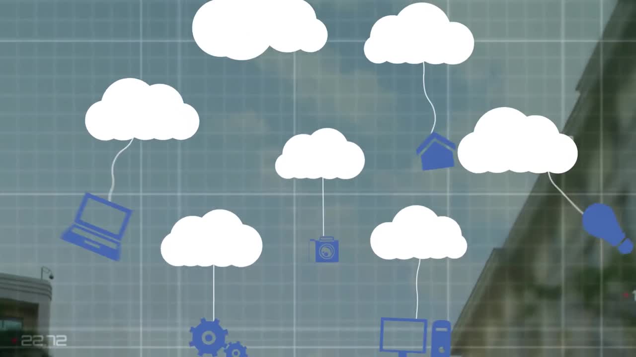 색 배경에 떠다니는 모양과 코로나 세포의 애니메이션