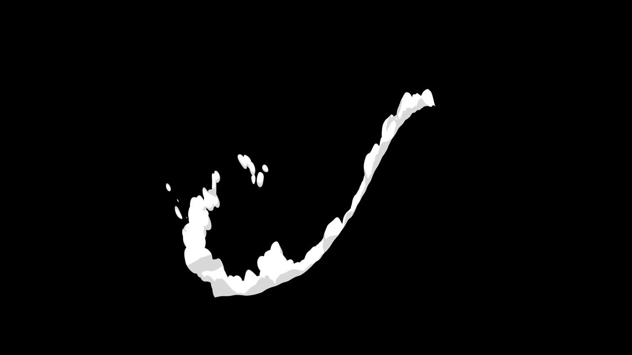 빠른 움직임에서 연기 애니메이션. 게임에 대한 애니메이션 요소. 만화 증기 구름. 루프 검은 애니메이션.