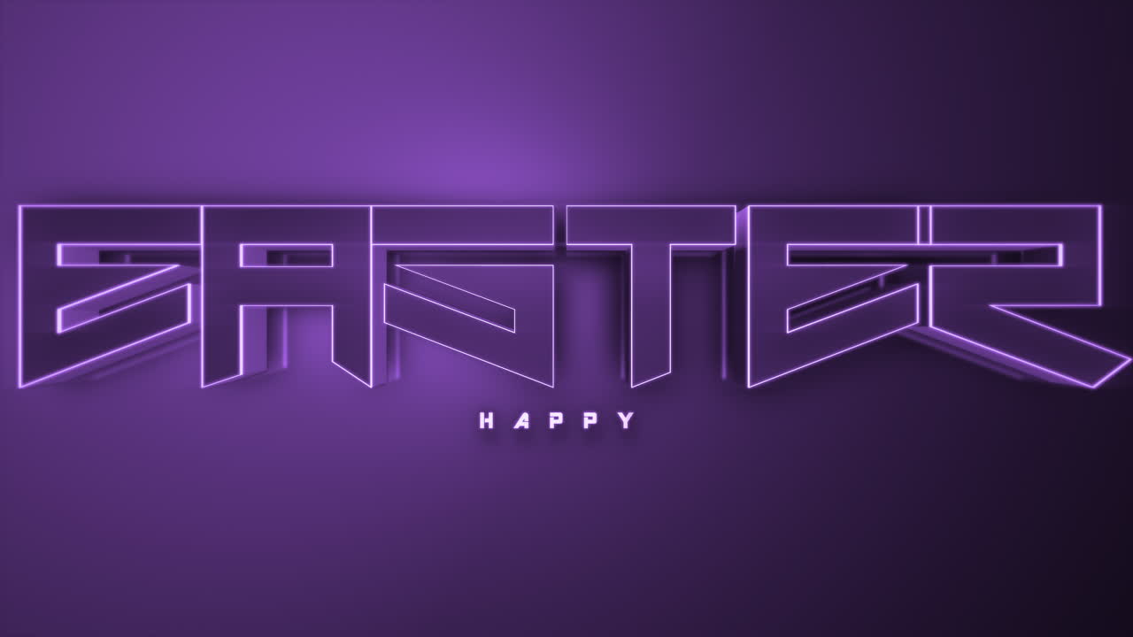 Monochrome Happy Easter on purple gradient