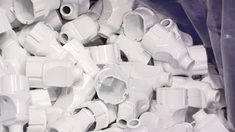 plastic manufactured pipe pieces newly created in factory