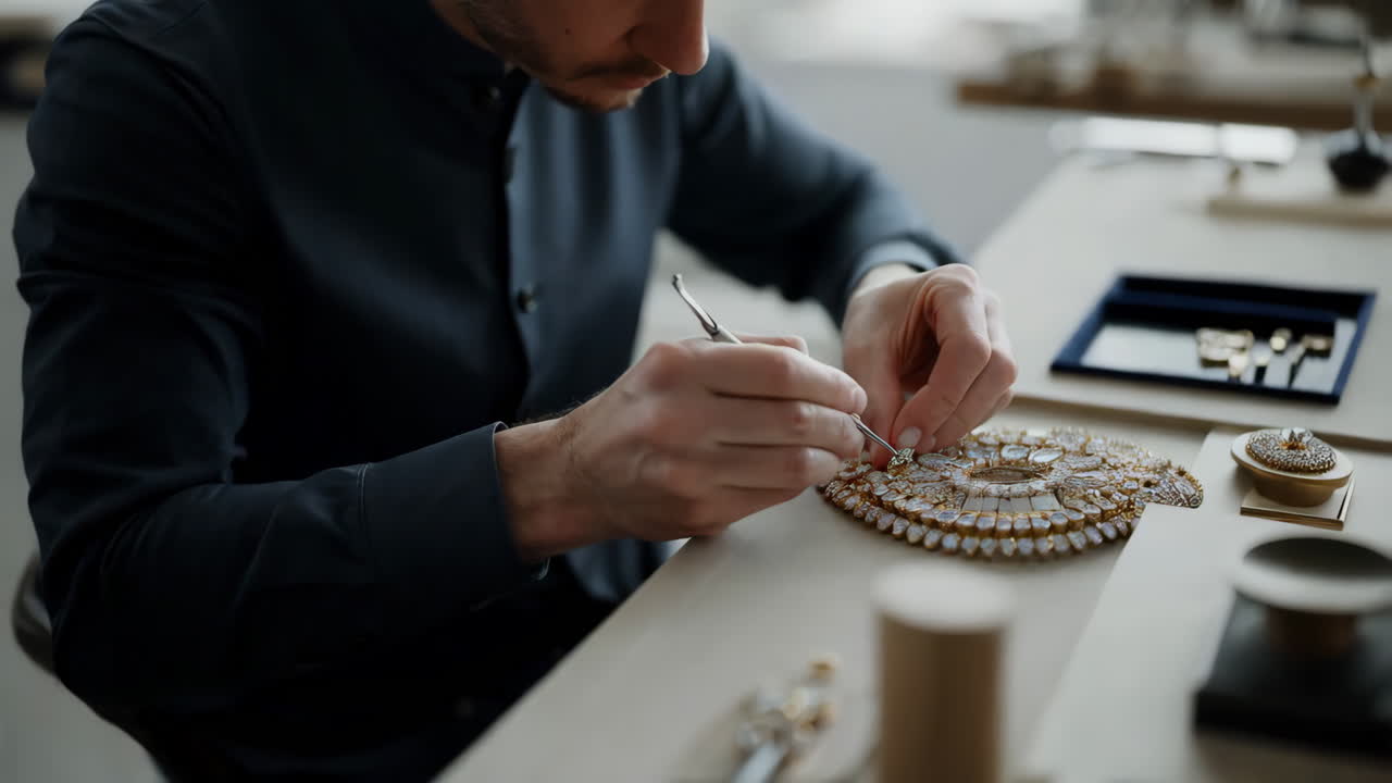 Jeweler working on a high-end jewelry piece