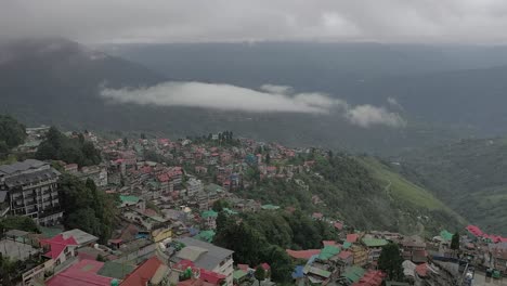 beautiful aerial view of the city, established aerial shot