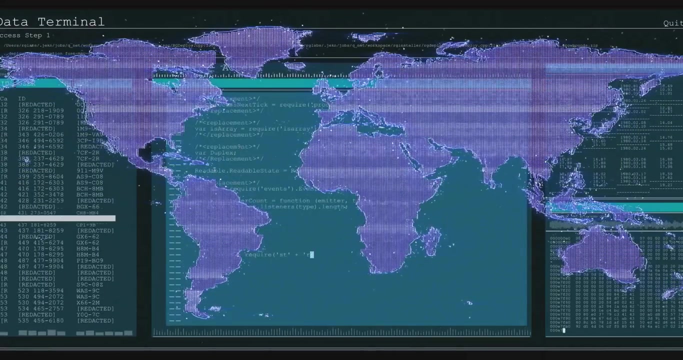 Digital World Map with Programming Code and Data Interface