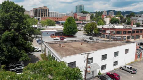 k drone video of downtown asheville nc viewed