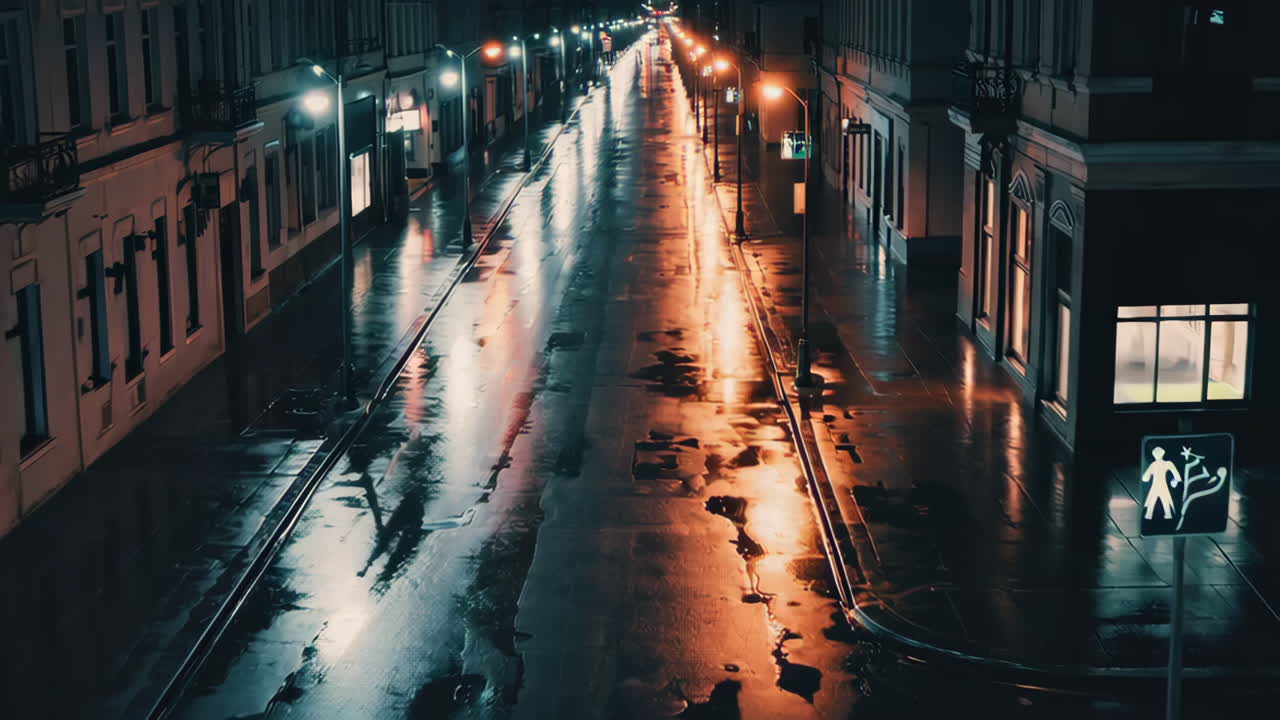calle de la ciudad de la noche lluviosa