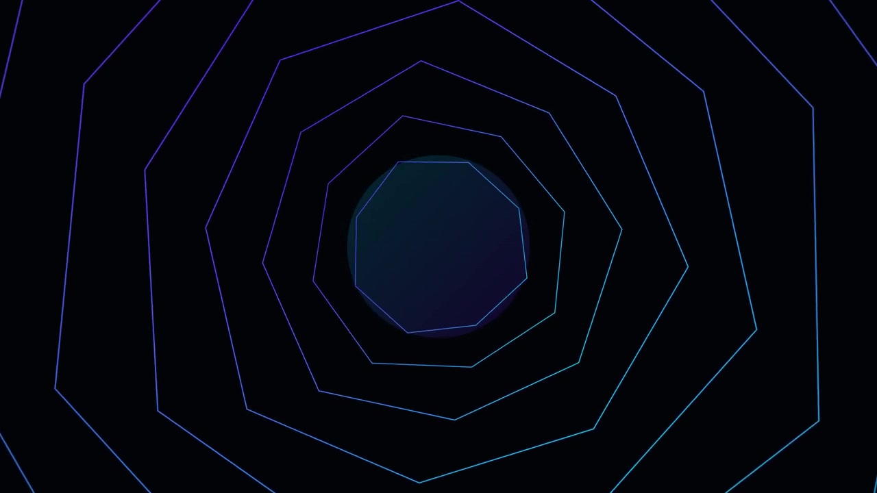 Abstract Geometric Tunnel with Pulsing Neon Lines