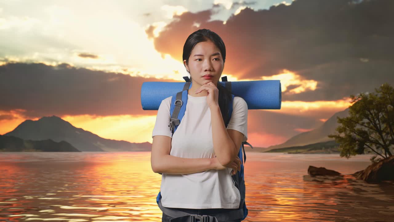 Thoughtful Traveler at Sunset