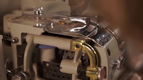 close-up view of an old sewing machine
