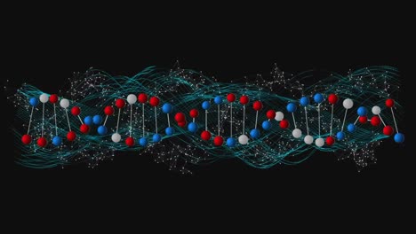 animation of dna strand spinning over digital interface and globe