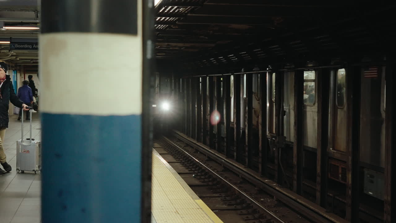 New York City Subway Train at Night