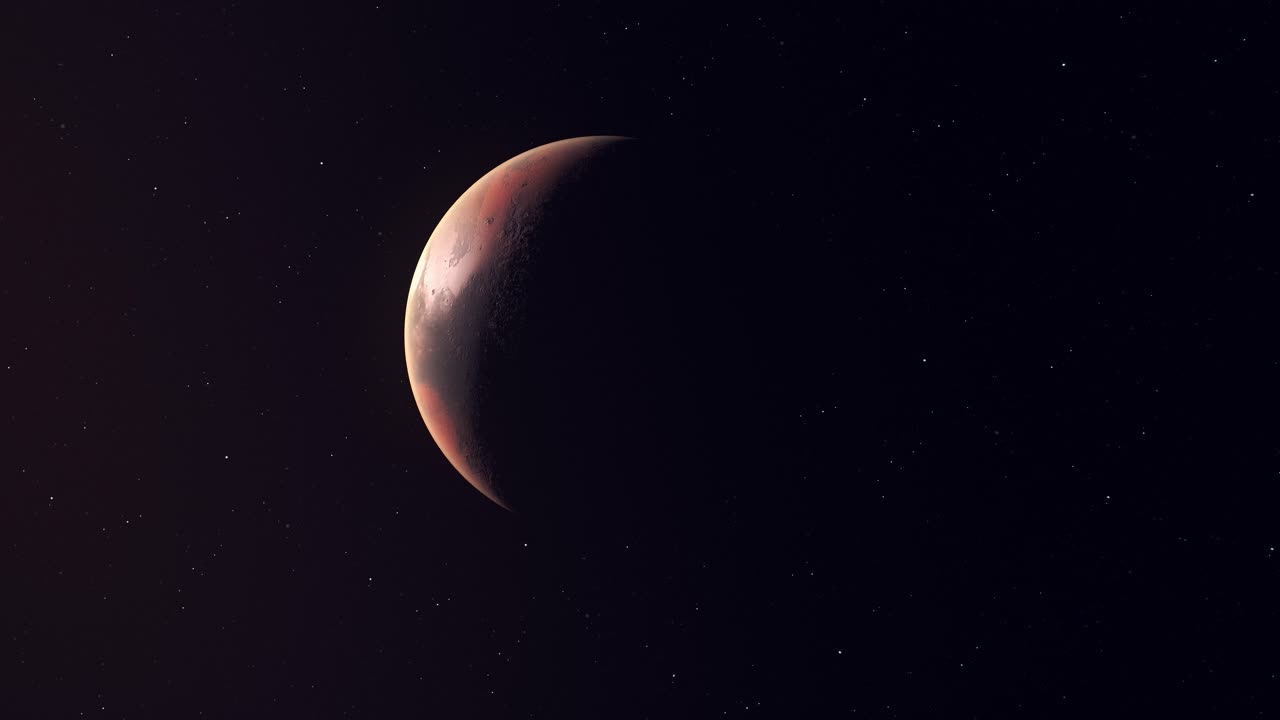 View Of Partially Shadowed Planet Mars