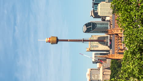 sydney tower and skyline - daytime vertical time lapse