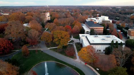 aerial push into wofford college campus in spartanburg, south carolina, sc