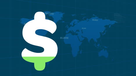 animation of dollar sign over financial data processing