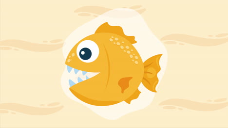 yellow fish swiming sealife animation