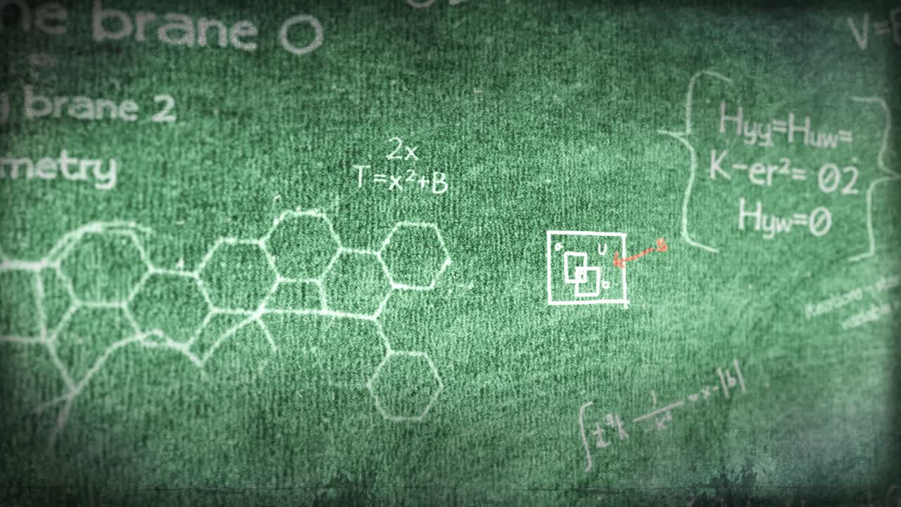 20" Formulas on blackboard sequence.
Loopable part. Camera flies over Mathematical formulas and calculations on the boards.