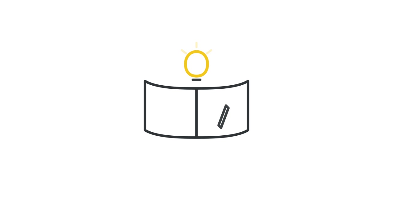 Minimalist Animation of a Person Reading a Book with a Lightbulb Idea