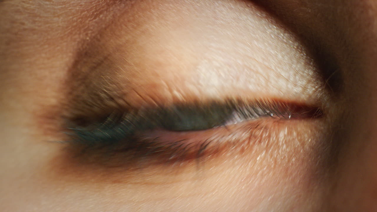 Eye, vision and awareness of woman opening eyelid