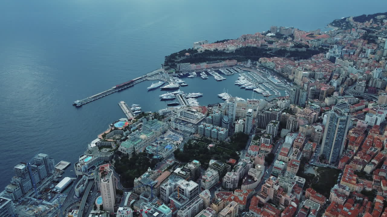 모나코 도시 풍경의 공중 풍경