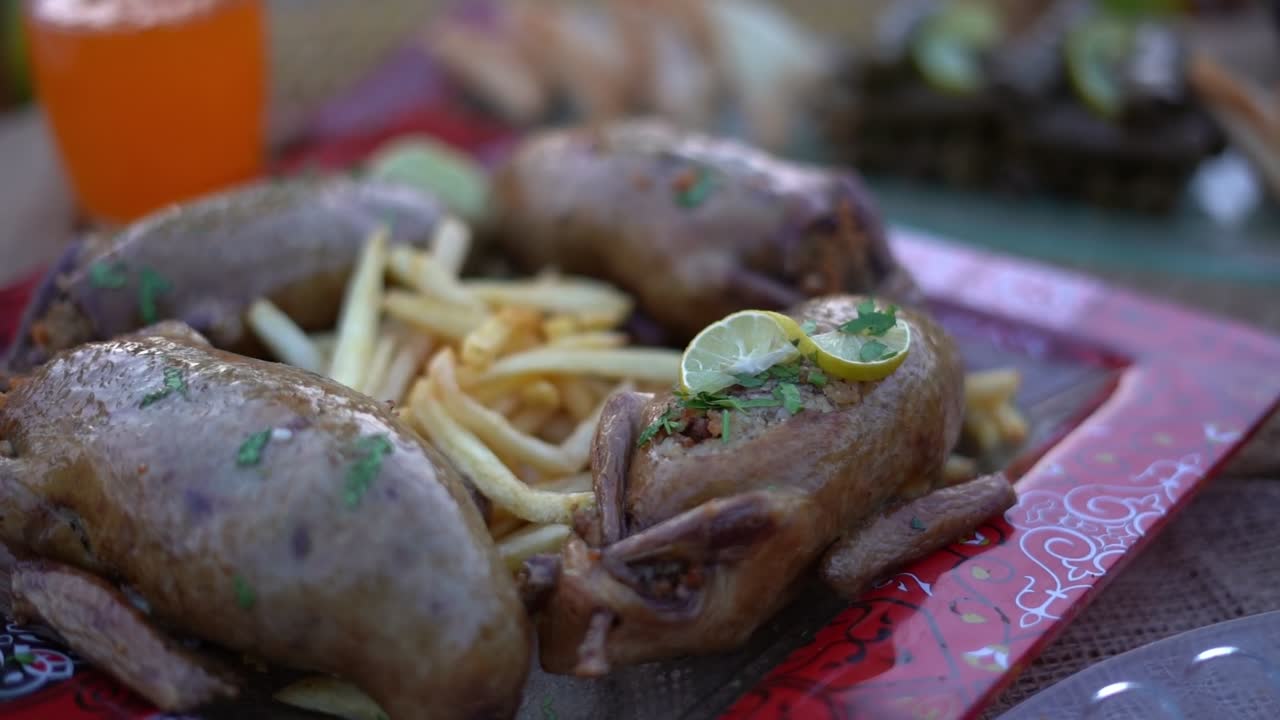 View of a Egyptian lunch, close up shot, high angle shot