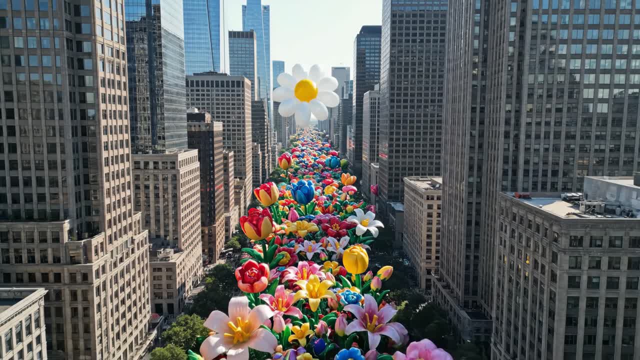 Flower parade in a city
