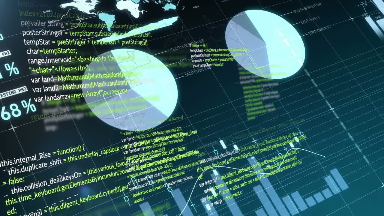 animación del procesamiento de datos sobre un fondo negro