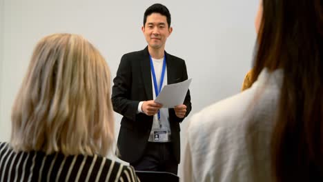 businessman giving presentation in conference room 4k