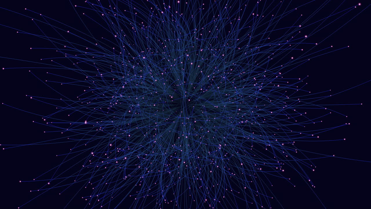 Complex blue and white spiral of interconnected lines