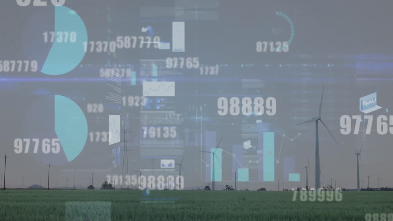 풍력 터빈에서 데이터 처리의 애니메이션