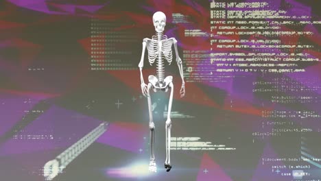 animación del procesamiento de datos sobre la caminata del esqueleto
