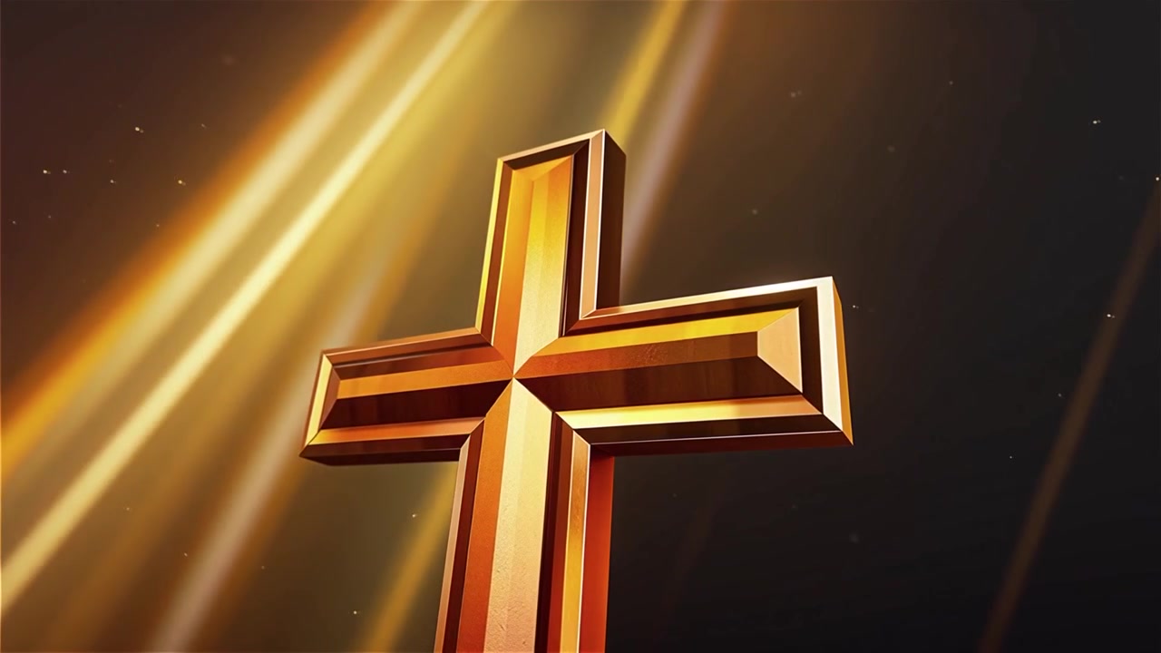 Croce Cristiana Luce Celestiale Sfondo per il Culto.