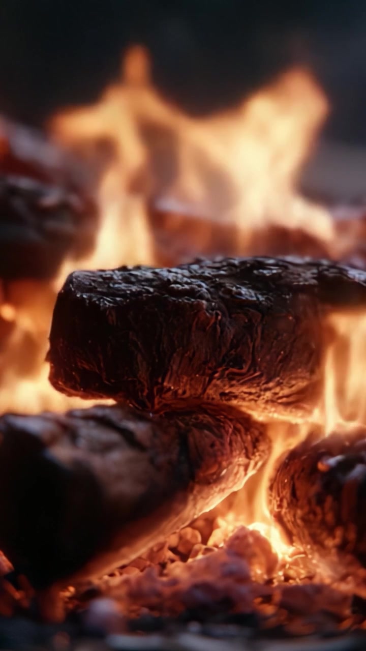 Fiamme accattivanti danzano attorno a succulenti tagli di carne in un'esperienza di barbecue a cottura lenta, rilasciando aromi deliziosi e creando un'irresistibile perfezione carbonizzata.