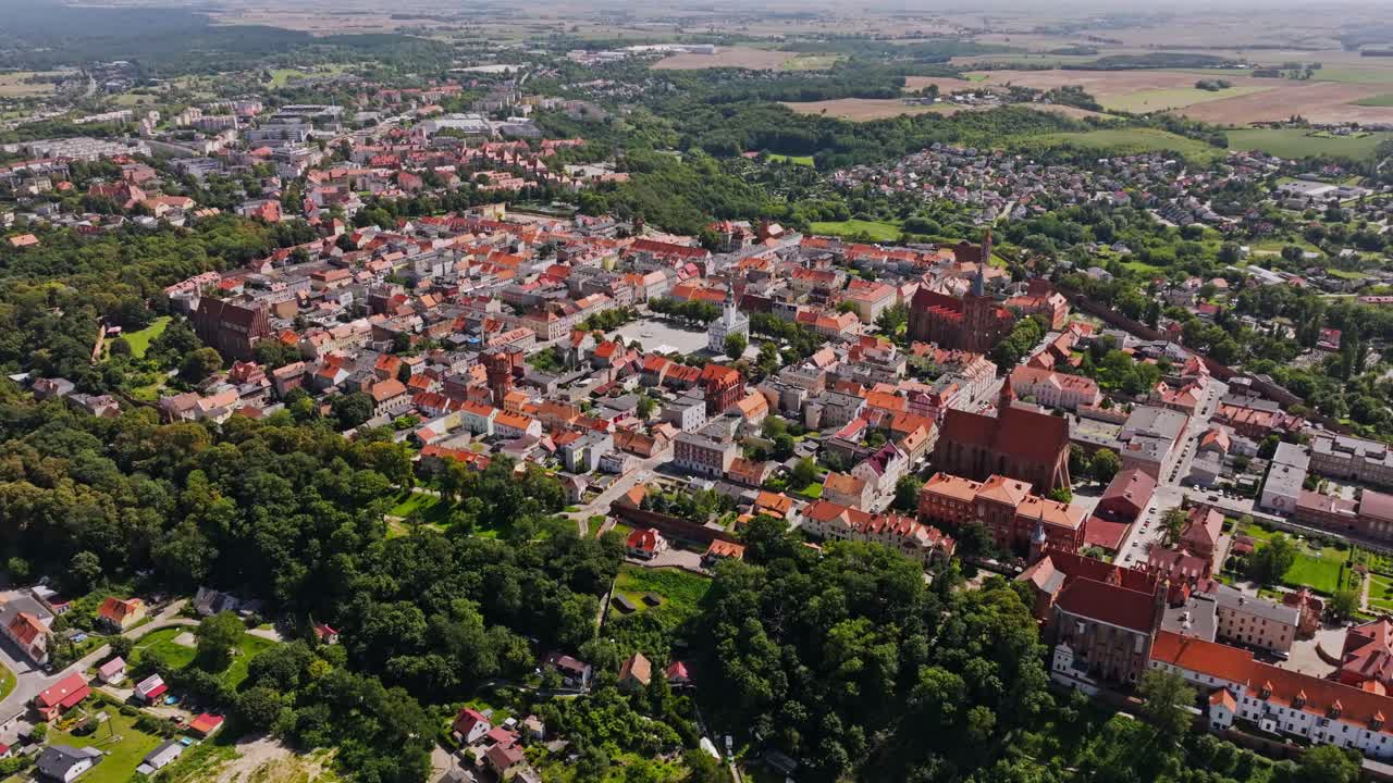 Romantic Chełmno aerial panorama symbolizing city of love and traditions, Poland