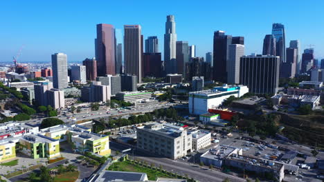 Aerial-Drone-Shot-of-Downtown-Los-Angeles,-California