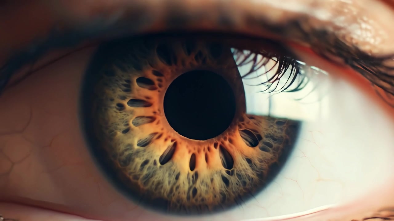 Extreme Close-up of Human Eye Blinking and Pupil Dilation