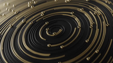 curly golden and black abstract in circle lines together with particles