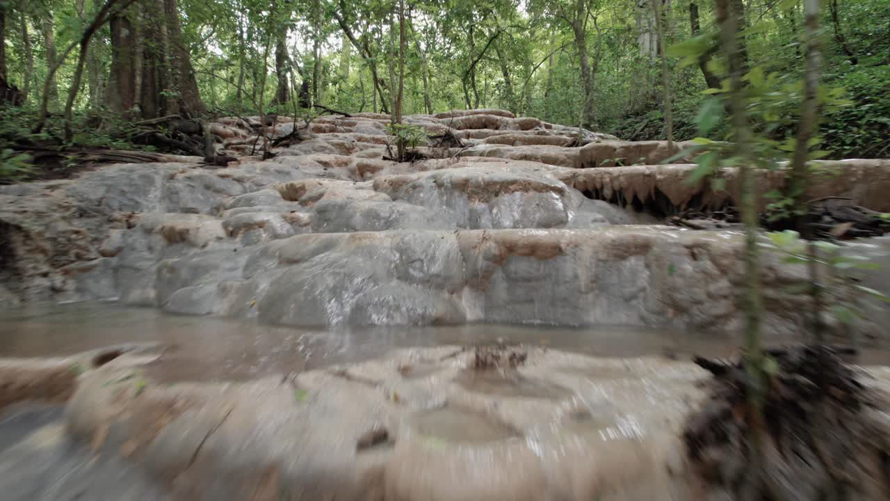 Forward shot of the fragile karst waterfalls of Barra Honda National Park, Costa Rica