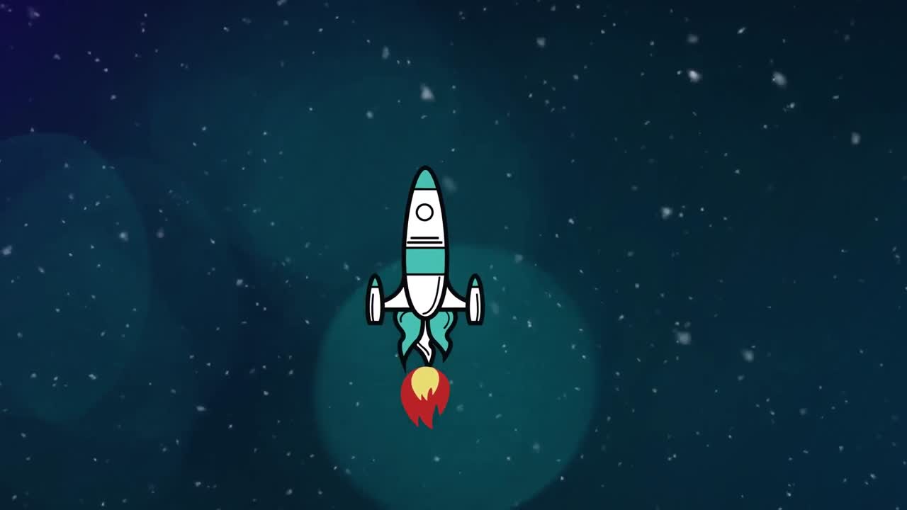 Premium stock video - Animation of spaceship taking off over blue spots ...