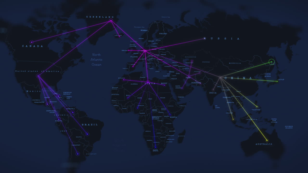 Global Connections and Travel Routes on a World Map