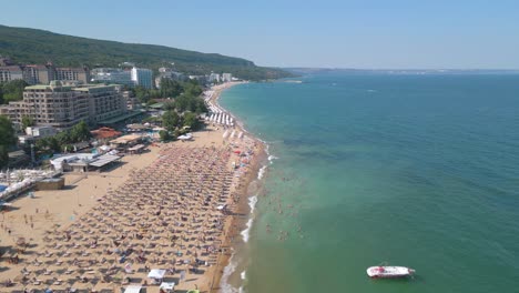 flying over the black sea in bulgaria - golden sands - 4k cinematic drone shot