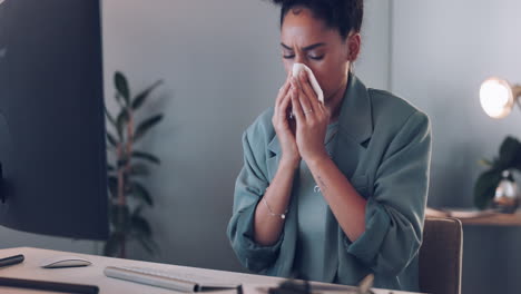 Business,-woman-and-sneeze-in-office